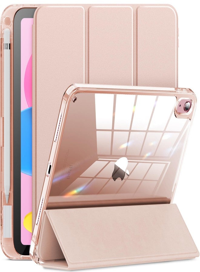 INFILAND Compatible with iPad 10th Generation Case 2022, iPad Case 10th Generation 10.9 Inch, Full Crystal Clear [ Anti-Yellowing ] with Special Slot for Pencil & Charging Adapter, Rose Gold - Image 1