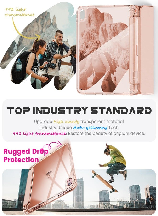 INFILAND Compatible with iPad 10th Generation Case 2022, iPad Case 10th Generation 10.9 Inch, Full Crystal Clear [ Anti-Yellowing ] with Special Slot for Pencil & Charging Adapter, Rose Gold - Image 3