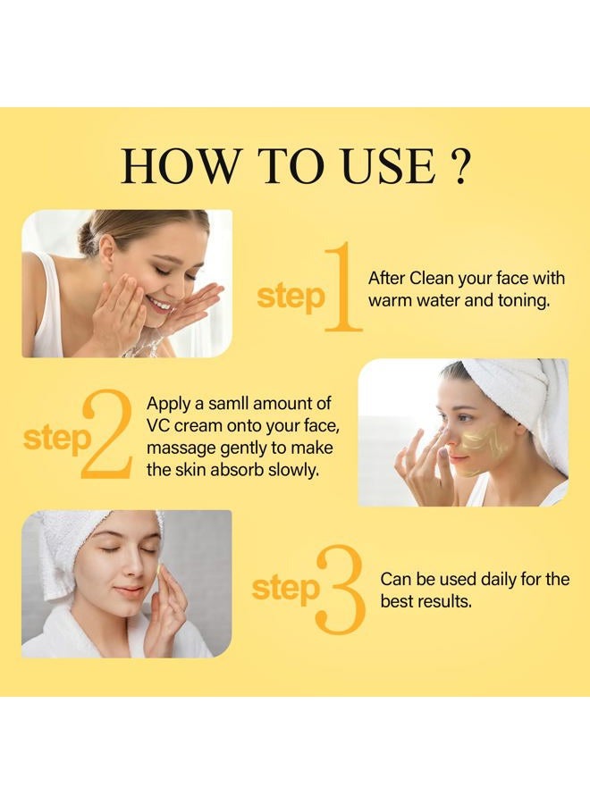 SHVYOG Vitamin C Face Moisturizer, Turmeric Vitamin C Face Cream, Anti-aging Hydration Skin Firming & Brightening Cream for Dark Spots, Wrinkles, Uneven Skin Tone, Vitamin C Lotion for Instant Glow, 1.76 OZ - Image 3