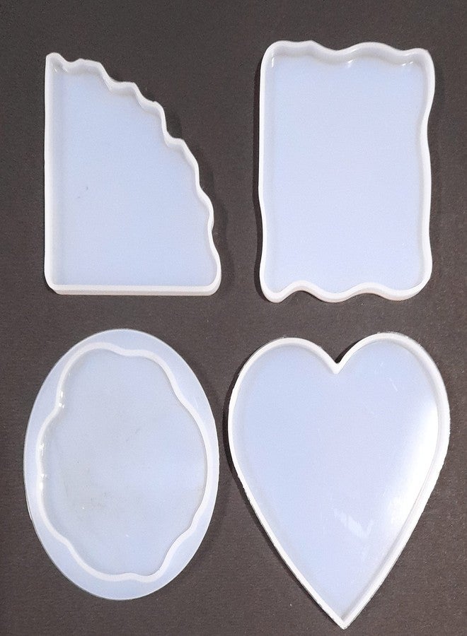 Ditya Crafts Irregular Silicone Resin Mold Square, Heart, Round and Triangle Molds/Epoxy Casting Mold/Geode Agate Resin Mould/for Making Coasters, Jewelry, Ear Rings, Pendants, Art and Craft Set of 4 - Image 1