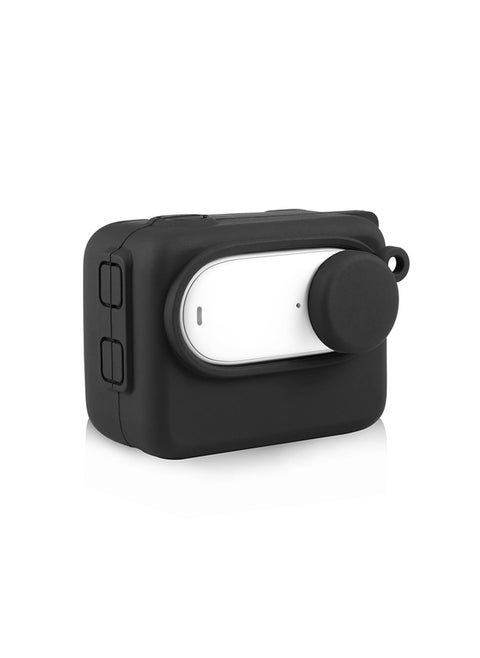 Silicone Case Compatible with Insta360 GO 3, Soft Carrying Case with Lens Cover Cap & Wrist Strap  Black