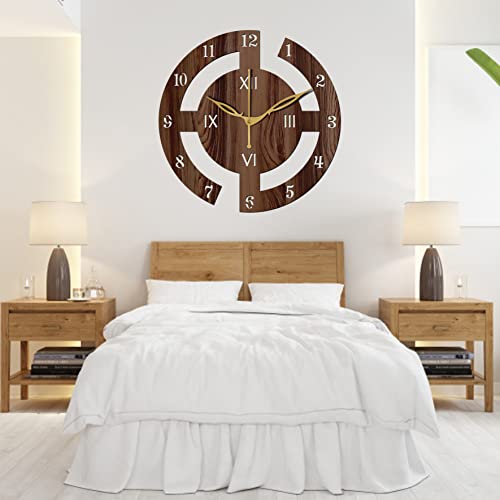 Freny Exim 12" Inch Wooden Wall Clock (Wenge, Small Size, 30 Cm x 30 Cm)-027-Analog - Image 2