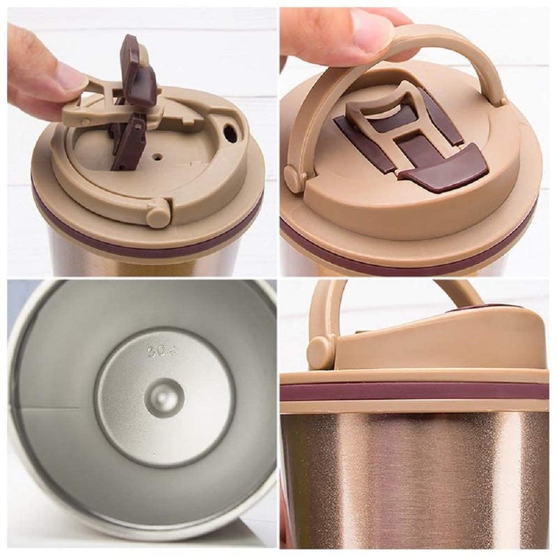 FS COOL 500ml Tumbler with Lid Stainless Steel Vacuum Insulated Double Wall Travel Tumbler Durable Insulated Coffee Mug Thermal Cup with Splash Proof Sliding Lid Gold - Image 5