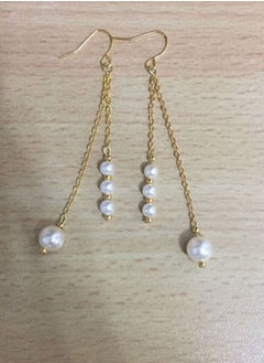 EvancyStore Handmade Earrings Gold with fluffy Pearls women's accessories