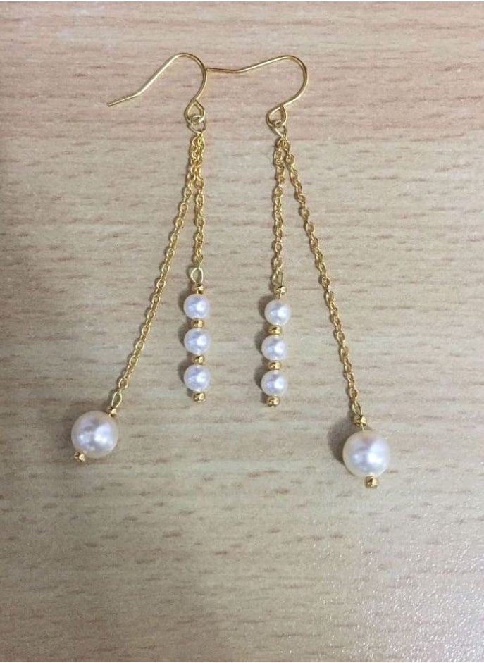 Generic - EvancyStore Handmade Earrings Gold with fluffy Pearls women's accessories - Image 1