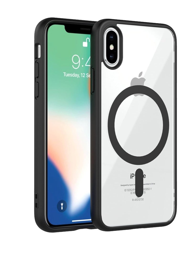 Case Magnetic Crystal Clear for iPhone XS Max Case Magsafe [Not Yellowing] [Military Protection] [No.1 Strong Magnets] Slim Phone Case Thin Cover (Black - Image 1