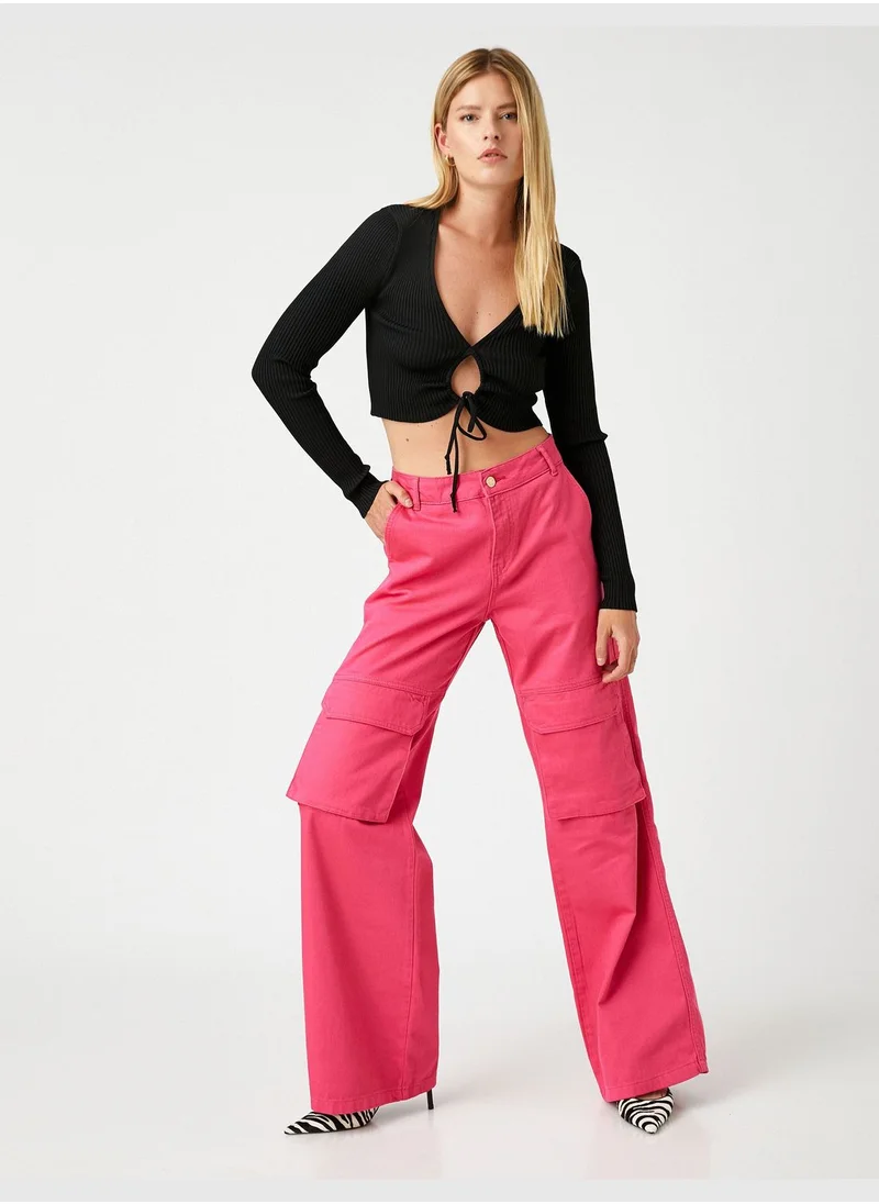 KOTON Wide Leg Cargo Trousers