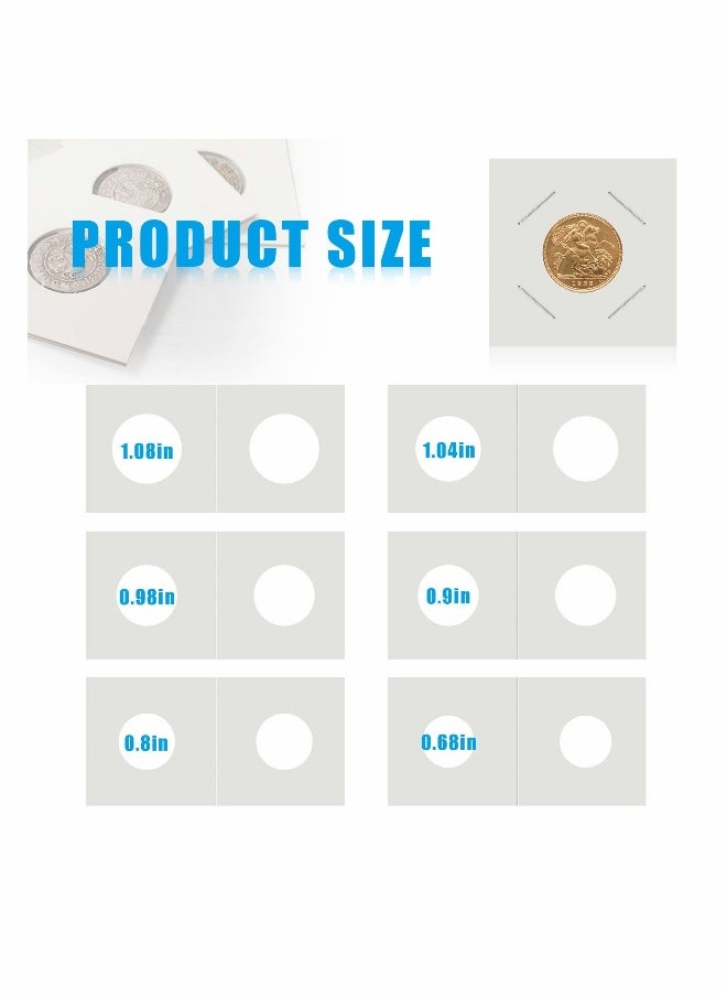 Generic KASTWAVE 1200 Pcs 12 Sizes Coin Holders for Collectors, Cardboard Coins Flips 2 x 2 Coins Sleeves for Coins, Coin Storage Supplies for Dollars, Penny, Quarter Coins Collecting  - Image 2
