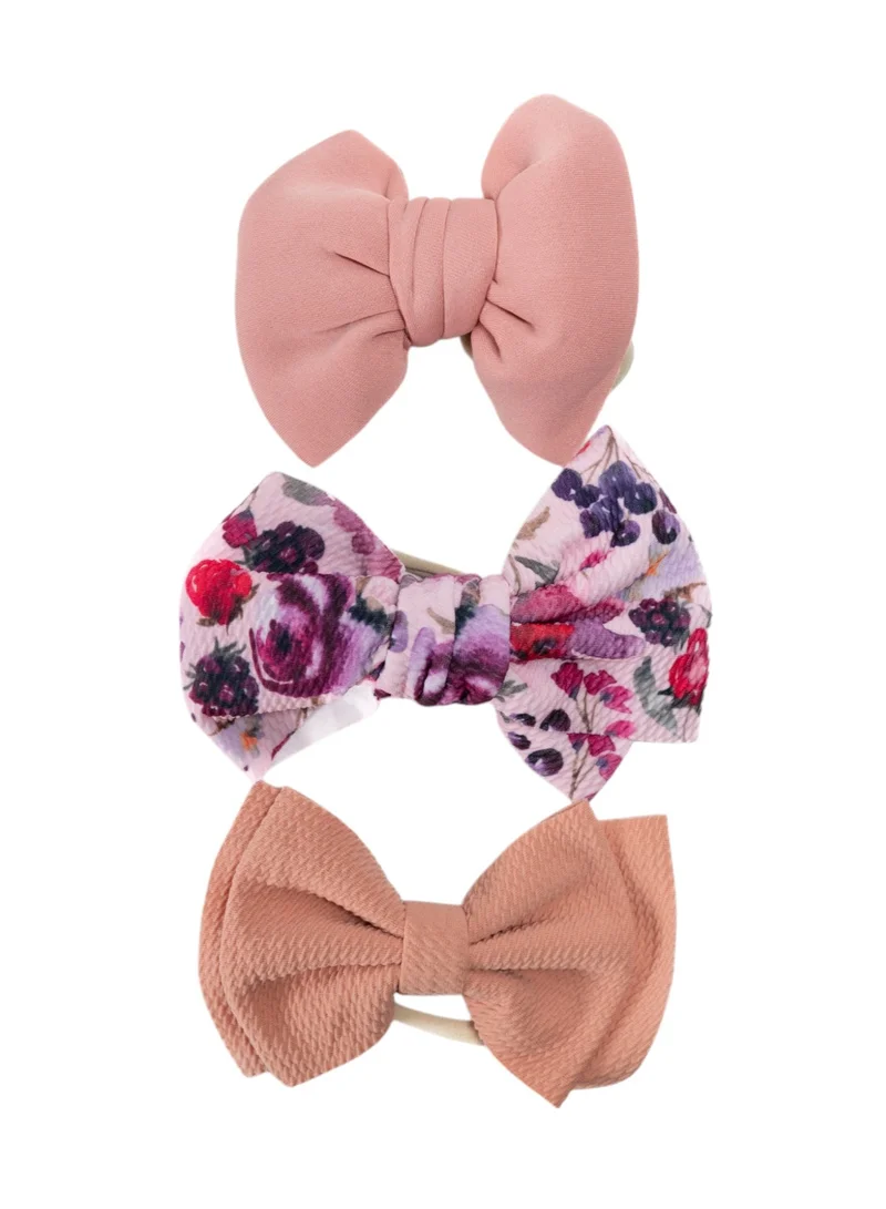 Bambimici Bambimici - Mira Assorted Big Ribbon Bow Headband for Babies - Multicolor, Brown, Light Brown