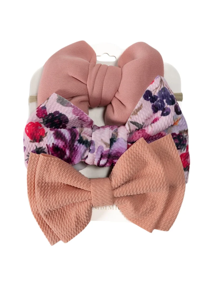 Bambimici Bambimici - Mira Assorted Big Ribbon Bow Headband for Babies - Multicolor, Brown, Light Brown