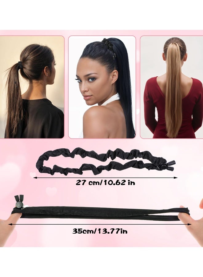 5 PCS Adjustable Silk Hair Bands, Black Curly Silk Hair Ties,  For Women Thick Curly Hairs Bun - Image 2
