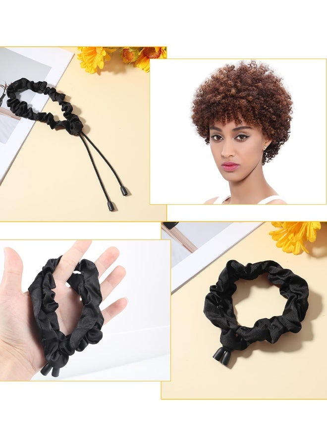 5 PCS Adjustable Silk Hair Bands, Black Curly Silk Hair Ties,  For Women Thick Curly Hairs Bun - Image 5