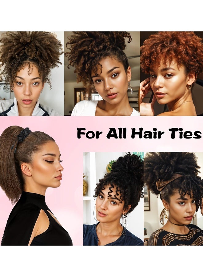 5 PCS Adjustable Silk Hair Bands, Black Curly Silk Hair Ties,  For Women Thick Curly Hairs Bun - Image 4