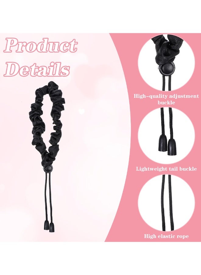 5 PCS Adjustable Silk Hair Bands, Black Curly Silk Hair Ties,  For Women Thick Curly Hairs Bun - Image 3
