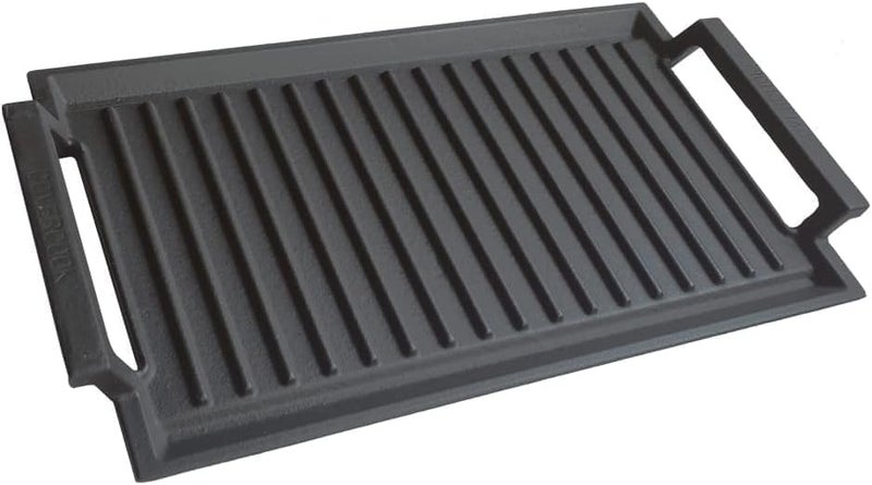 COVERCOOK Cast Iron Griddle Grill Pan Rectangular Grill 2 Handles 43 x 23 cm Griddle Pan for Induction Hob Open Fire Oven Electric Cooktop Outdoor GrillsRidged Surface