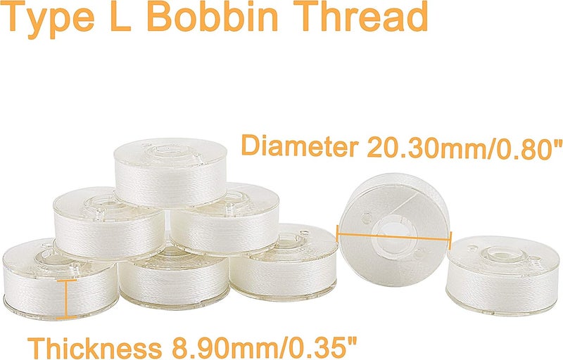 New brothread 25pcs Type L (SA155) Size White Prewound Bobbin Thread Plastic Side for for Commercial & Home Embroidery and Sewing Machines - 60 Weight - Image 3