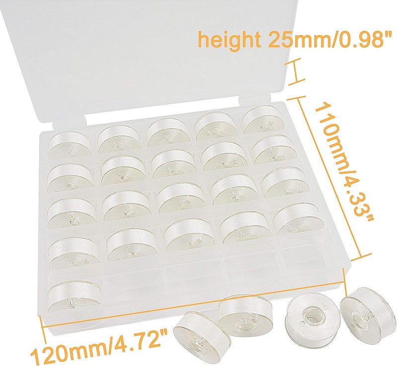 New brothread 25pcs Type L (SA155) Size White Prewound Bobbin Thread Plastic Side for for Commercial & Home Embroidery and Sewing Machines - 60 Weight - Image 2