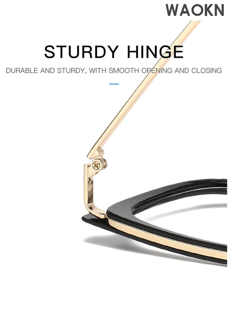 WAOKN Photochromic Blue Light Blocking Glasses for Men Women, Anti Blue Light Eyewear, TV Computer Laptop anti Eye Fatigue,Advanced flat light mirror,Trendy new black gold framed glasses,Metal material is wear-resistant and durable. - Image 4