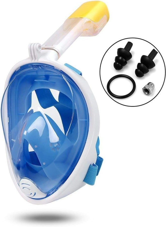 Olpad قناع غطس Olpad Snorkel Mask قناع غطس كامل الوجه مع رؤية بانورامية وحامل كاميرا الحركة، تصميم مضاد للضباب والتسرب قناع غطس للبالغين والشباب (أزرق، صغير/متوسط) - Image 2