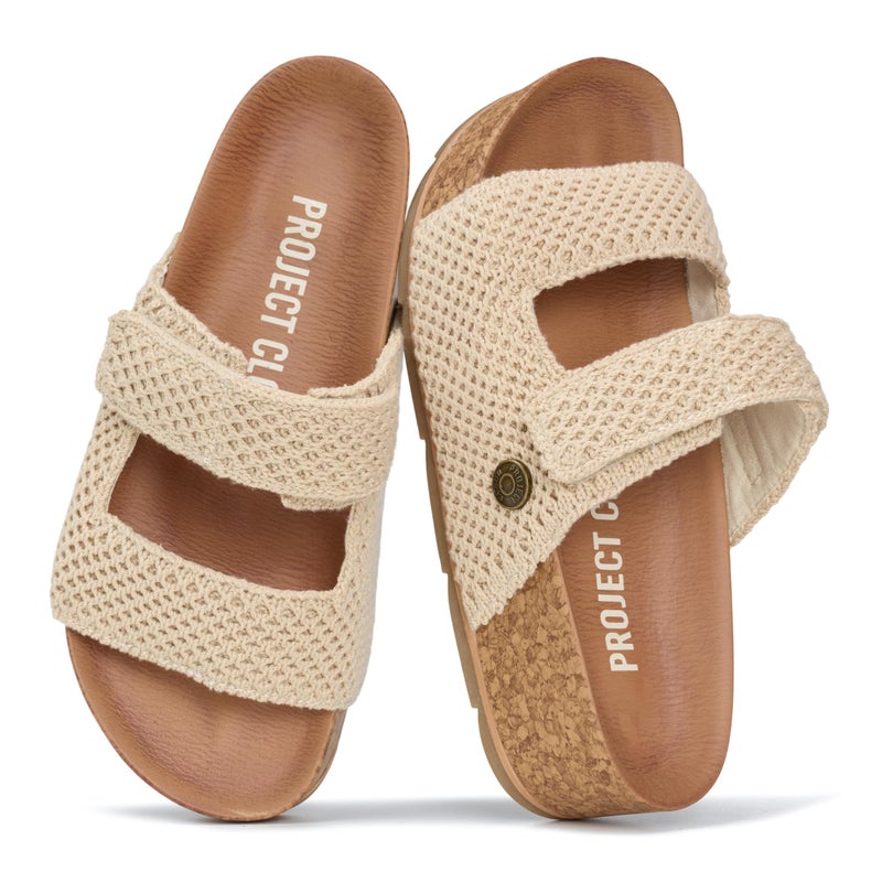 Project Cloud 100% Genuine Leather Platform Sandals Women Footwear-Beach Essentials Summer Wedges with Plush and Soft Insole-Non Slip&Lightweight Wedge Sandals For Women 2026 (Prime,NATCRO,8.5) - Image 1