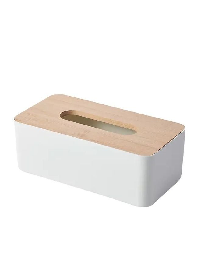 Modern Square Tissue Box Dispenser With One Touch Lid White Minimalist Design - Image 1