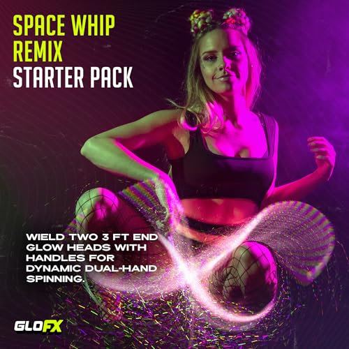 GloFX Space Whip Remix Bundle Kit [PROGRAMMABLE LED Fiber Optic Whip] 6 Ft 360° Swivel - Super Bright Light Up Rave Toy | EDM Pixel Flow Lace Dance Festival - Image 2