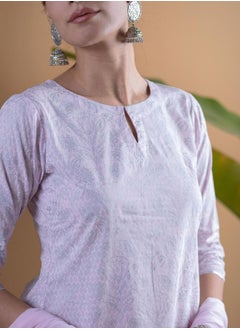 Libas Printed Straight Kurta with Palazzo and Chiffon Solid Dupatta Set by Styli  - Image 5
