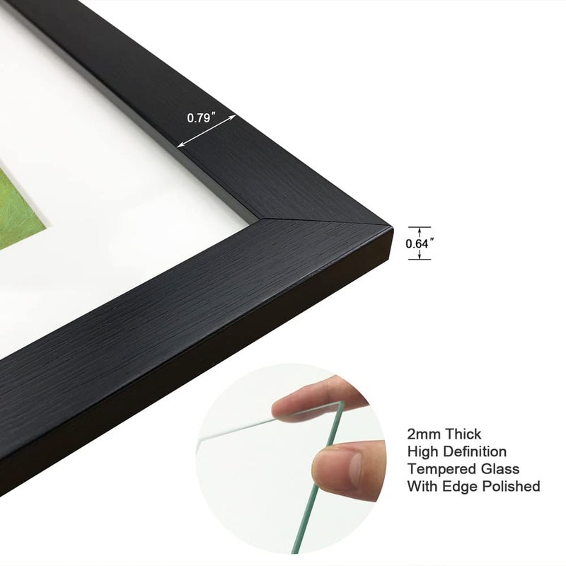 DEKWINN 11x14 Picture Frame Set of 6 with Real Glass for Pictures 8x10 with Mat or 11x14 Without Mat, Wall Gallery or Tabletop display Photo Frames in Black - Image 4