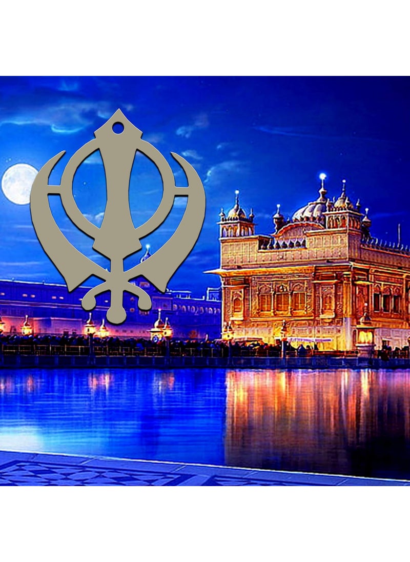 Divya Mantra Divya Mantra Sikh Khanda for Car Home Wall Decor Temple Pooja Items Sacred Religious Decorative Showpiece Interior Hanging Accessories Puja Symbol Good Luck Charm Double Sided Silver Set of 2  - Image 3