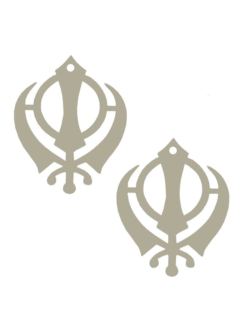Divya Mantra Divya Mantra Sikh Khanda for Car Home Wall Decor Temple Pooja Items Sacred Religious Decorative Showpiece Interior Hanging Accessories Puja Symbol Good Luck Charm Double Sided Silver Set of 2  - Image 1