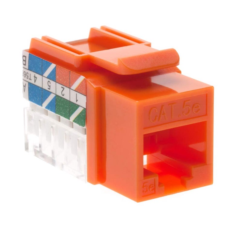 SATMAXIMUM Cat5e Keystone Ethernet Wall Jack Punch Down UTP 45-Degree (Easier Termination Than 90-Degree), RJ45 Slim Profile Speed Termination Orange 45° Angled (10 Pack) - Image 2