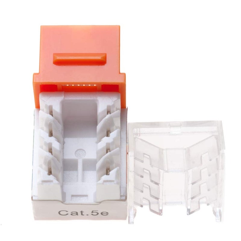 SATMAXIMUM Cat5e Keystone Ethernet Wall Jack Punch Down UTP 45-Degree (Easier Termination Than 90-Degree), RJ45 Slim Profile Speed Termination Orange 45° Angled (10 Pack) - Image 5