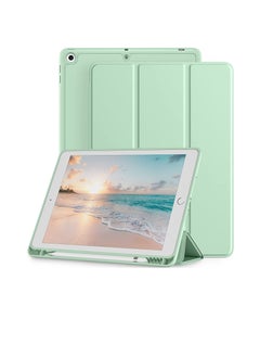ماركة غير محددة حافظة متوافقة مع جهاز iPad 10.2 بوصة 2021 2020 2019 موديل الجيل التاسع والثامن والسابع مع غطاء ذكي واقٍ رفيع وظهر صلب مقاس 10.5 بوصة لون أخضر نعناعي  - Image 2