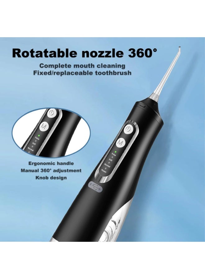 أنمي جهاز تنظيف الأسنان بالماء من ANMIR – لاسلكي قابل للشحن – مقاوم للماء – لون أسود – تصميم محمول وسهل الاستخدام - Image 3