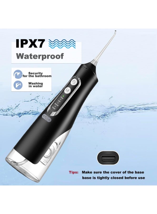 أنمي جهاز تنظيف الأسنان بالماء من ANMIR – لاسلكي قابل للشحن – مقاوم للماء – لون أسود – تصميم محمول وسهل الاستخدام - Image 4