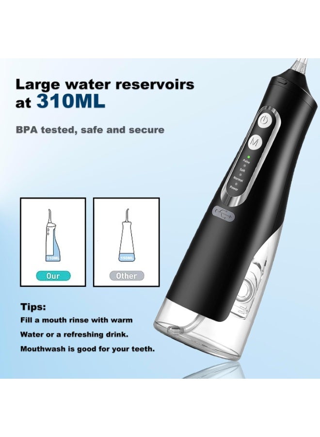 أنمي جهاز تنظيف الأسنان بالماء من ANMIR – لاسلكي قابل للشحن – مقاوم للماء – لون أسود – تصميم محمول وسهل الاستخدام - Image 5