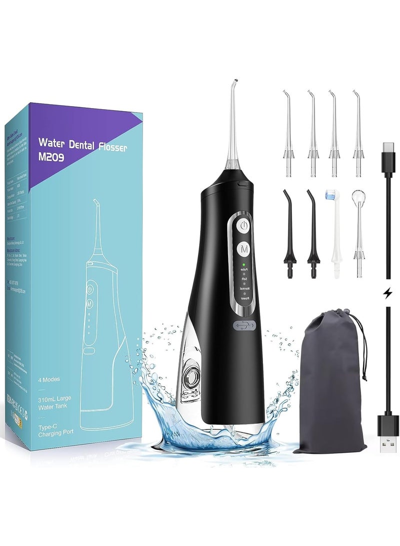 أنمي جهاز تنظيف الأسنان بالماء من ANMIR – لاسلكي قابل للشحن – مقاوم للماء – لون أسود – تصميم محمول وسهل الاستخدام - Image 1