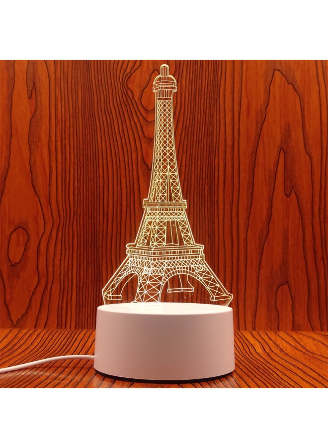 Swan Night Light Plug USB Bedside Lamp Creative Girl Cartoon 3D Table Lamp Bedroom LED Gift Lamp-Color:Iron Tower-Dimensions:USB Charging Touch 7 Color (with Lithium Battery)  - Image 1
