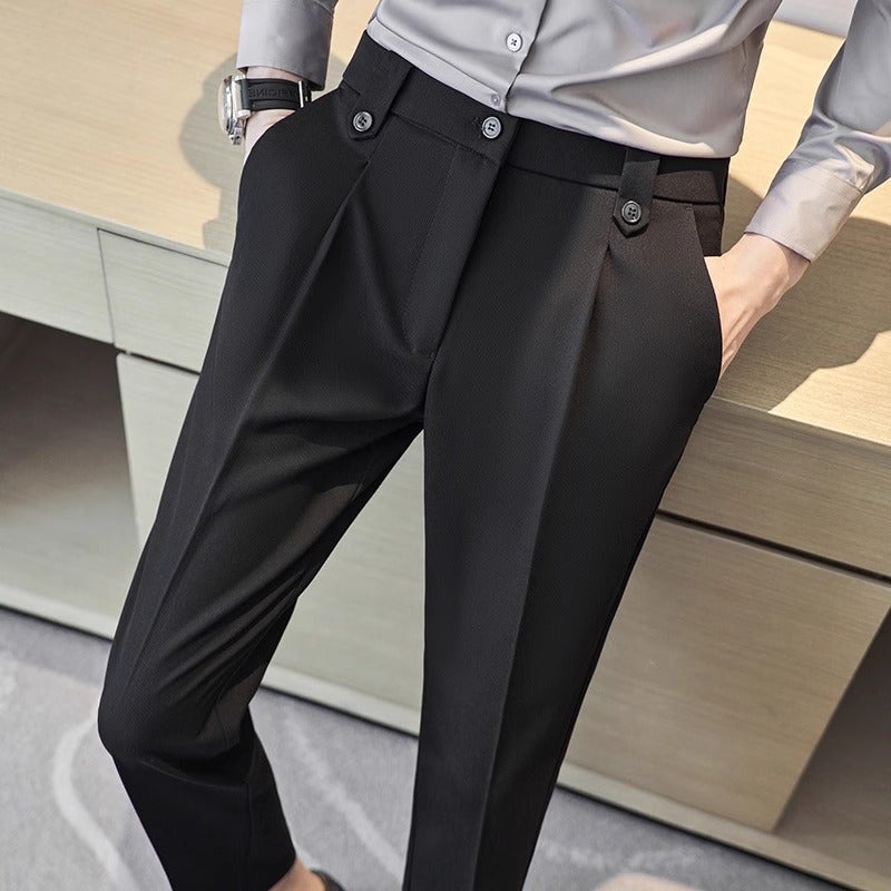 Trendy Brand Men'S Casual Business Pants Superior High-End Ankle-Length Pants Pendant Slim-Fit Small-Leg Suit Pants - Image 2