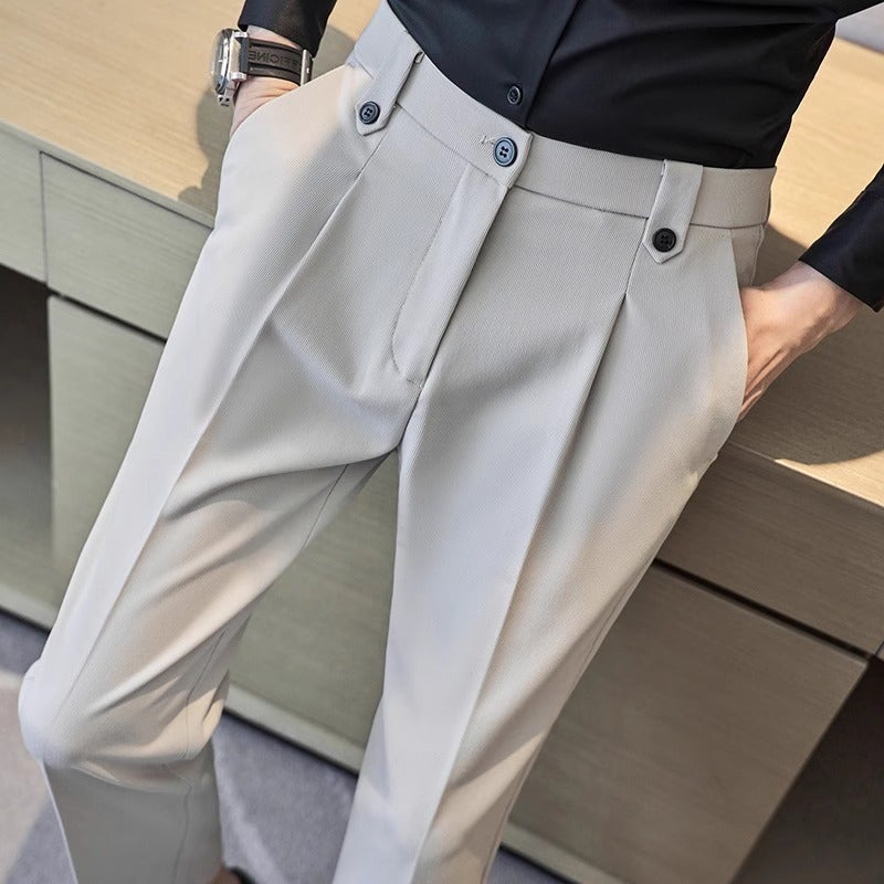 Trendy Brand Men'S Casual Business Pants Superior High-End Ankle-Length Pants Pendant Slim-Fit Small-Leg Suit Pants - Image 1