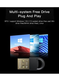 يسيدو YAU34 جهاز إرسال USB صغير USB محول بلوتوث استقبال لاسلكي صغير USB بلوتوث 5.1 استقبال لأجهزة الكمبيوتر أسود  - Image 3
