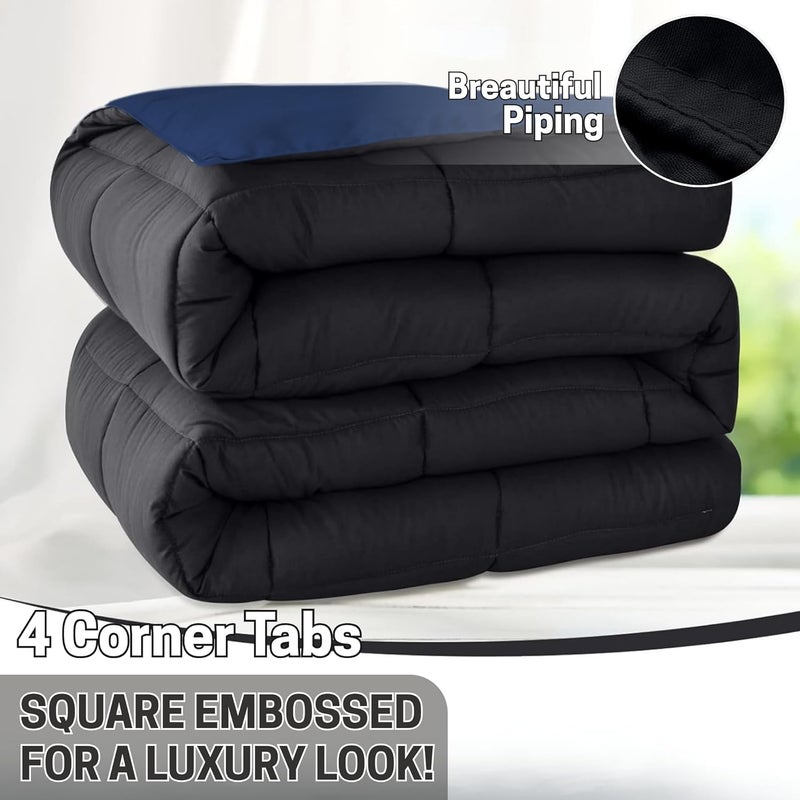 OSBED Premium Comforter Set with Cooling Bed Comforter & 2 Pillow Shams - Black/Navy, 220 x 260cm - Image 5