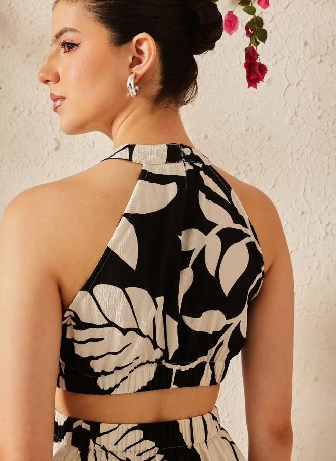 STREET 9  Floral Print Crepe Halter Neck Midi Dress for Women for Women | Best Price UAE
