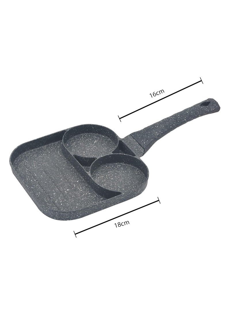 BLACKSTONE - Aluminum Multipan Divided Nonstick Frying Pan for Pancake Egg Breakfast Pan 14x7.5 inch - Image 1