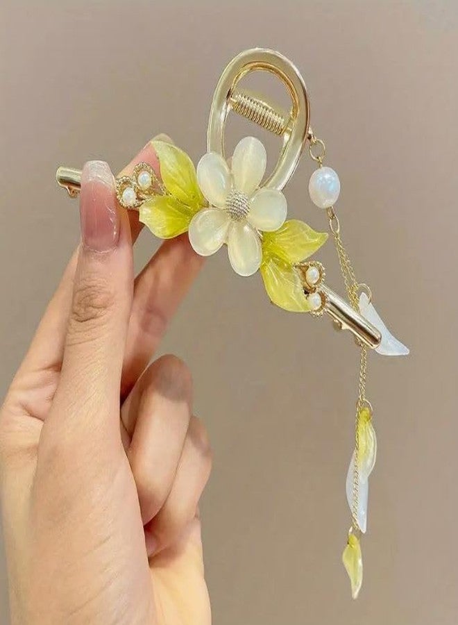 Calyrex Retro Style Large Orchid & Tassel Hair Clip Fashion Hair Accessories - Image 3