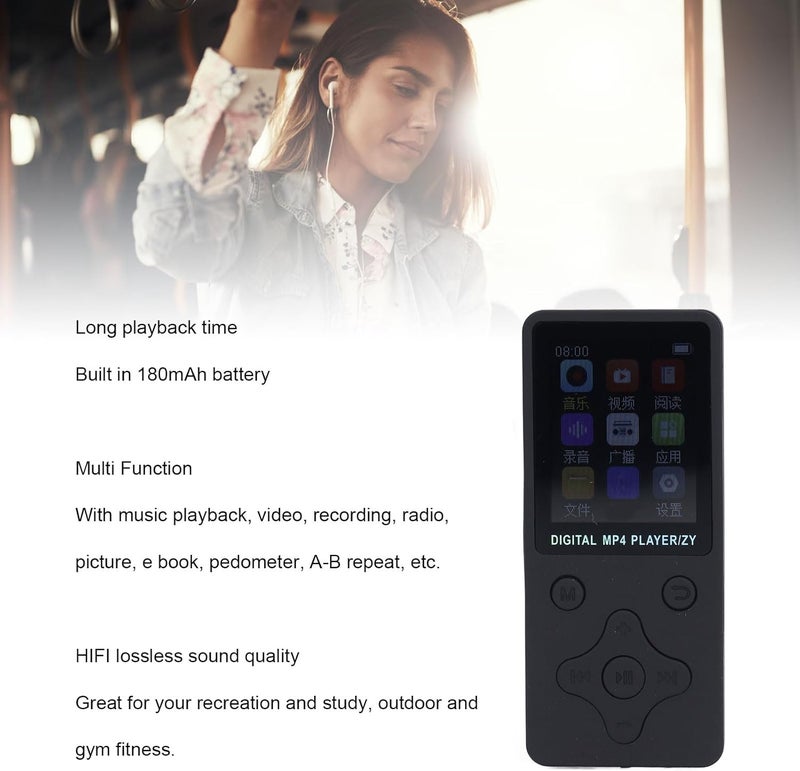 Diverse use resistant crafted quality 32GB MP3 MP4 Player, Music Player with Bluetooth 5.0, 1.8 LCD Display, w Speaker Video FM Ebook Photo Viewer Headphones, Lossless Sound MP3 MP4 Music Player (Black) Long term heavy use compatible Fast intercity distribution All space matching look Flexible purchase choices Locally packed stock Foldable Small apartment fit Trendy widespread design Widely used design Safe material Tight fitted parts All season compatible build Long use oriented quality Globally trusted quality Room to room portable Wide range usage design Transit damage prevent build Any KSA address orderable Long lifespan Transparent body Multi-market matching options Major city pickup option Salt mist resistant Modern look - Image 2