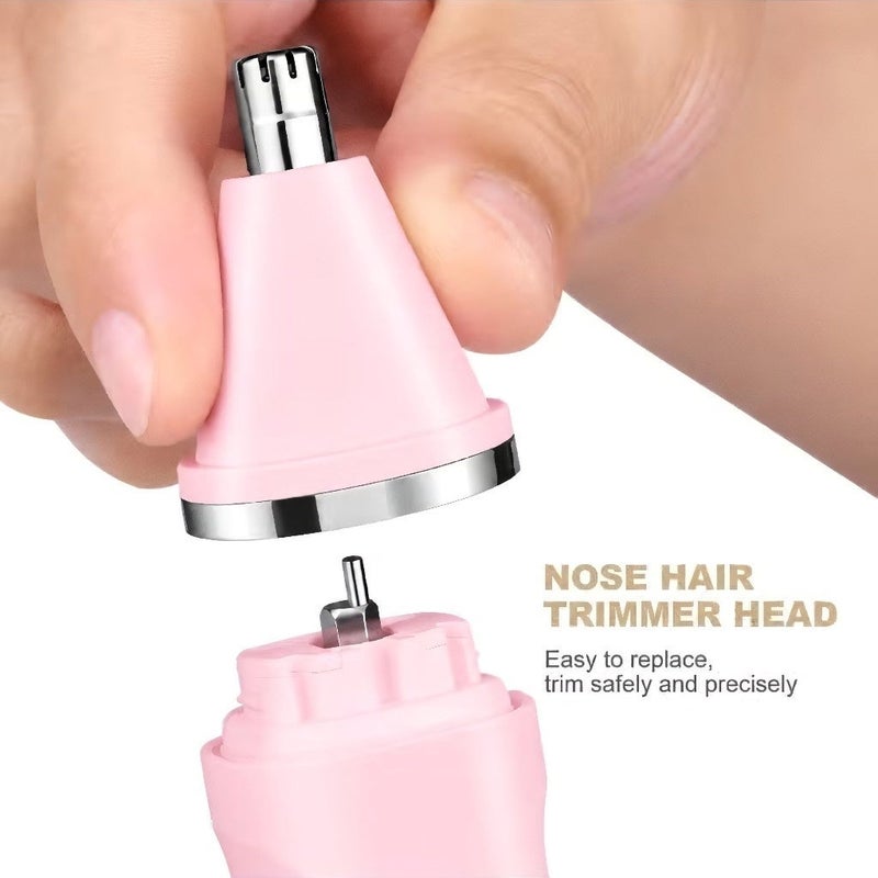 Bosidin 4-in-1 Electric Ladies Shaver & Bikini Trimmer – Painless Waterproof Cordless Hair Removal Set with Interchangeable Cutter Heads and Charging Stand (Pink) - Image 4