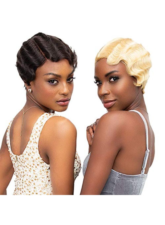 Janet Collection 100 Human Remy Hair Wig Mommy Parting Wig 1B - Image 4