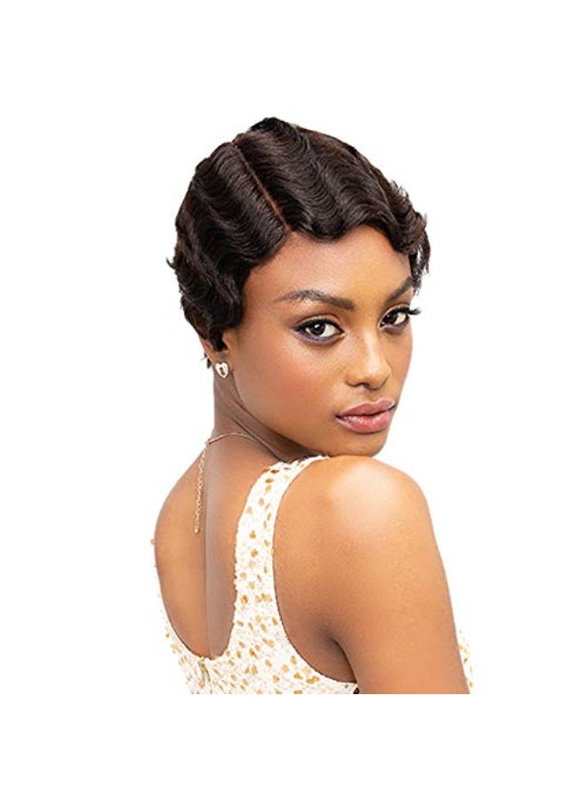 Janet Collection 100 Human Remy Hair Wig Mommy Parting Wig 1B - Image 1