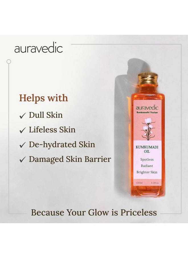 Auravedic - Kumkumadi Tailam For Face Kumkumadi Face Oil For Glowing Skin 100 Ml Pack Of 5 Kumkumadi Oil Face Serum Oil Dark Spot Corrector Glow Serum Oil For Women Men - Image 1
